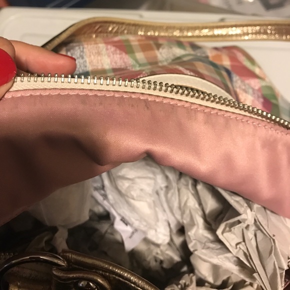 RARE Coach Madras Glam Tote and matching wristlet - Picture 4 of 7